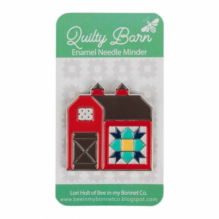 This adorable minder is packed with barnyard bliss! The Quilty Barn needle minder by Lori Holt of Bee in my Bonnet Co. takes you to a countryside filled with color and inspiration. Coordinates with the Quilty Barn Cross Stitch pattern.  Color: Red and Brown Size: 1.5in x 1.5in Use: Needle Minder
