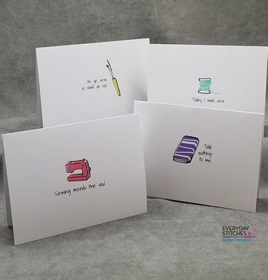 Your sewing friends will love receiving your personalized, handwritten note on one of these delightful notecards! Each are blank inside so they are perfect for any occasion, just add your own sentiment! Each box contains 8 different cards plus 8 matching envelopes. Printed in the USA on recycled paper.