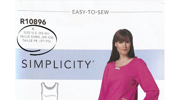How to read the back of a pattern - Deciding which size you are