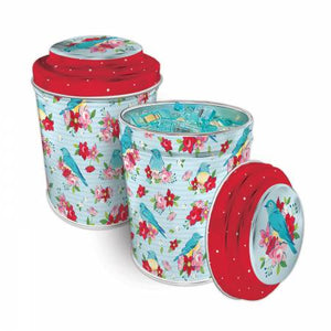 100 clips in a floral tin with a cover