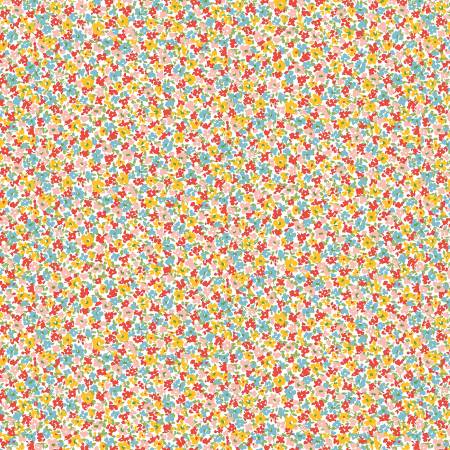 This fabric is from Liberty of London Fabrics for Riley Blake. From the Woodland Walk by Liberty Fabrics Collection. This fabric has pink, blue, yellow, red and green flowers tossed all over a bright white background.&nbsp;