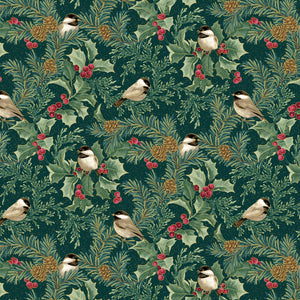 Chickadees - A Winter's Day - Teal with Metallic
