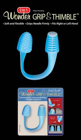 The Wonder Grip and Thimble is ideal for both left and right-handed sewist. The Wonder Grip and Thimble is soft and flexible, while still being strong enough to hold on to the needle. A textured surface helps to maintain your grip, while the dimples and ridges along the top will help prevent the needle for slipping. One size fits most!