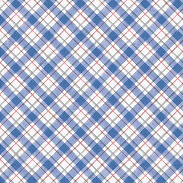 Diagonal Plaid - Country Blue - Blue