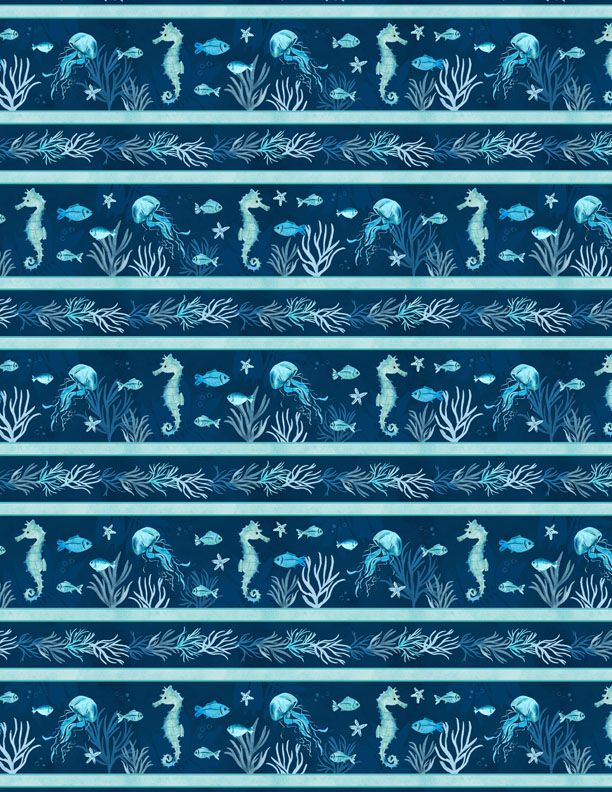 Repeating Stripe - Underwater Wonders - Blue Multi