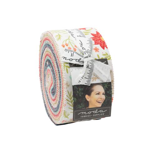 This jelly roll is full of Christmas fabrics. Bright greens, reds, turquoise, pinks, navy and peachy oranges. 