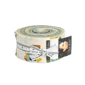 This jelly roll is full of earthy colors like browns, greens, blues, whites and blacks. All different playful child themed prints. 