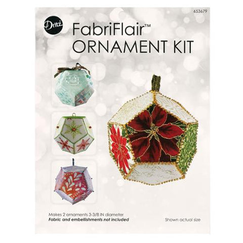 This Star Ornament Kit turns your leftover fabric scraps into one-of-a-kind dimensional ornaments! Pick your own fabric and embellishments. Kit makes 2 ornaments 3-3/8"diameter and includes: Pre-cut paperboard shapes, fusible batting, glue stick, hanging rings, pattern sheet with instructions.