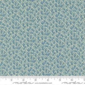 This beautiful French inspired fabric features little flowers over a French blue background. This print is tiny and perfect for small pieces! use as blender or coordinating fabric.