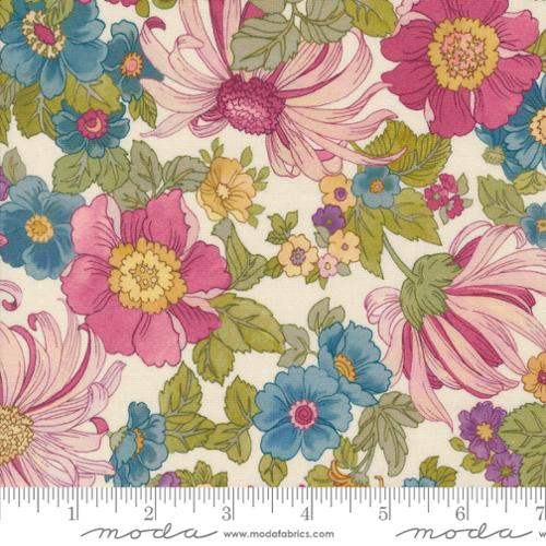 <p class="mk-product-info">This floral cotton lawn is from Moda and is designed for the Chelsea Garden Collection. Bright florals over an ivory background. Pinks, blues, yellows and other bright colors.&nbsp;</p> <p class="mk-product-info">100% cotton 43"/44" wide.</p>