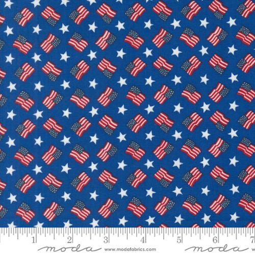 Tossed Flags and Stars - Red White Bloom - Blue