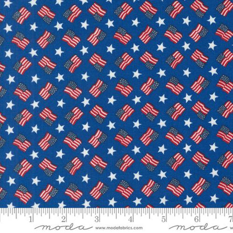 Tossed Flags and Stars - Red White Bloom - Blue