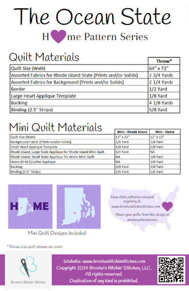 The Ocean State - Rhode Island Pixelated Quilt Pattern