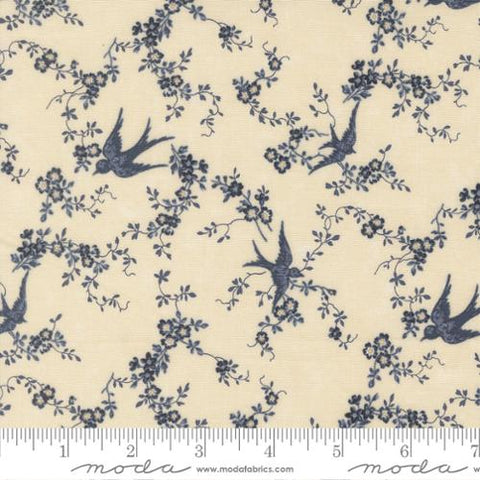 Happy Bluebird Florals - Bluebirds Nest - Cream