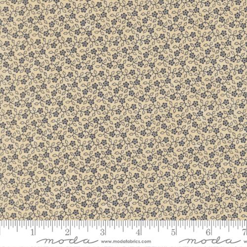 Flowering Vine Small Floral - Bluebirds Nest - Tan Blue