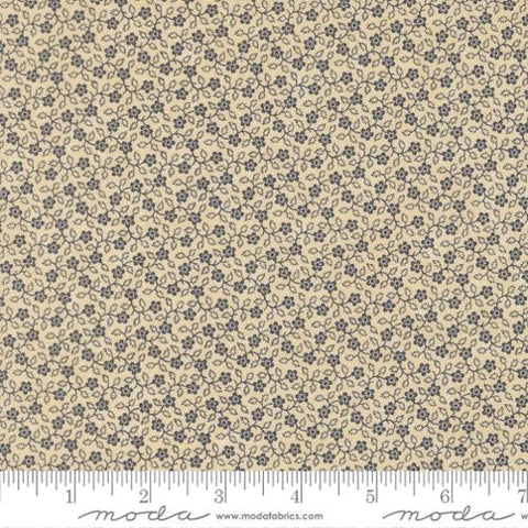 Flowering Vine Small Floral - Bluebirds Nest - Tan Blue