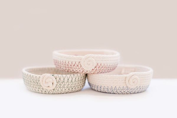 This DIY Rope Basket Kit from The Mountain Thread Company sets you up to sew not one, not two, but THREE rope bowls to customize as you wish. The finished baskets would be about the size to hold a watch & other jewelry, some candies, or crafty bits. Expect some variation, but each basket would measure around 4-5” across and about 1” tall.