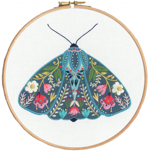 Kit includes: Fabric, threads, needle, clear chart and instructions.