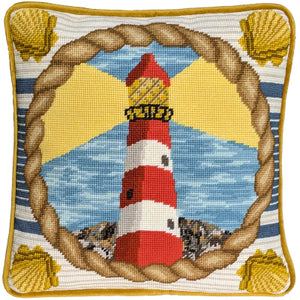Guiding Light&nbsp;Tapestries&nbsp;by Victoria Whitlam Kit includes: Fabric, 100% woolen threads, needle, clear chart and instructions. Cushion backing &amp; pad NOT included. Size:14" x 14" Fabric:Full colour printed interlock Canvas Count:10ct