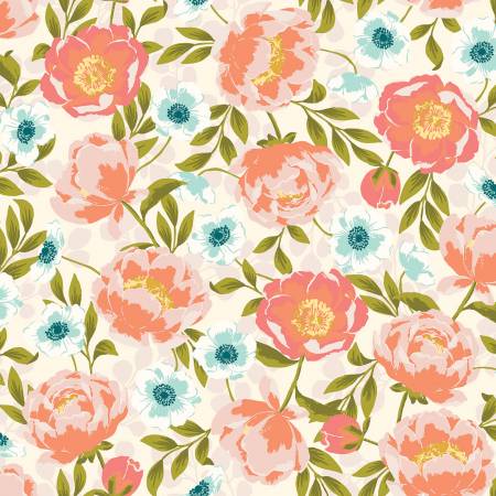 This fabric is from Riley Blake Designs, designed by Katherine Lenius for the Blossom Lane Collection. This fabric is a light floral design with a white background. The colors are nice soft, but bright spring colors. 