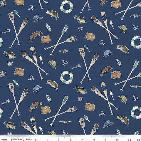 Wake at the Lake by Tara Reed for Riley Blake Designs is great for quilting, apparel and home decor. This print features lake-themed icons on a textured background.