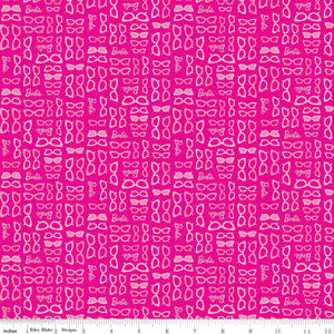 Barbie World fabrics - sunglasses Pink cotton fabric 45" wide - coordinating Panel 