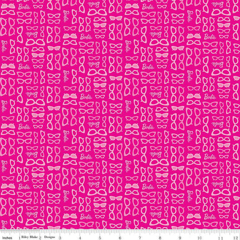 Barbie World fabrics - sunglasses Pink cotton fabric 45" wide - coordinating Panel 