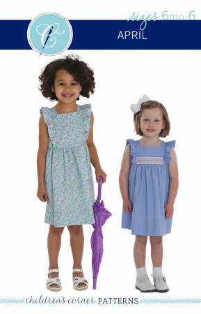 April is a dress perfect for May flowers inspired by the vintage pinafore. The bodice is framed with gentle ruffles and can be made with a smocked insert (View B). Unlike the traditional pinafore, April has a lined bodice, so it can be worn on its own while maintaining modesty. The back bodice has a wrap-around facing for a couture finish. The dress closes in the back with buttons, has a continuous bound placket, and can be made with an optional sash.