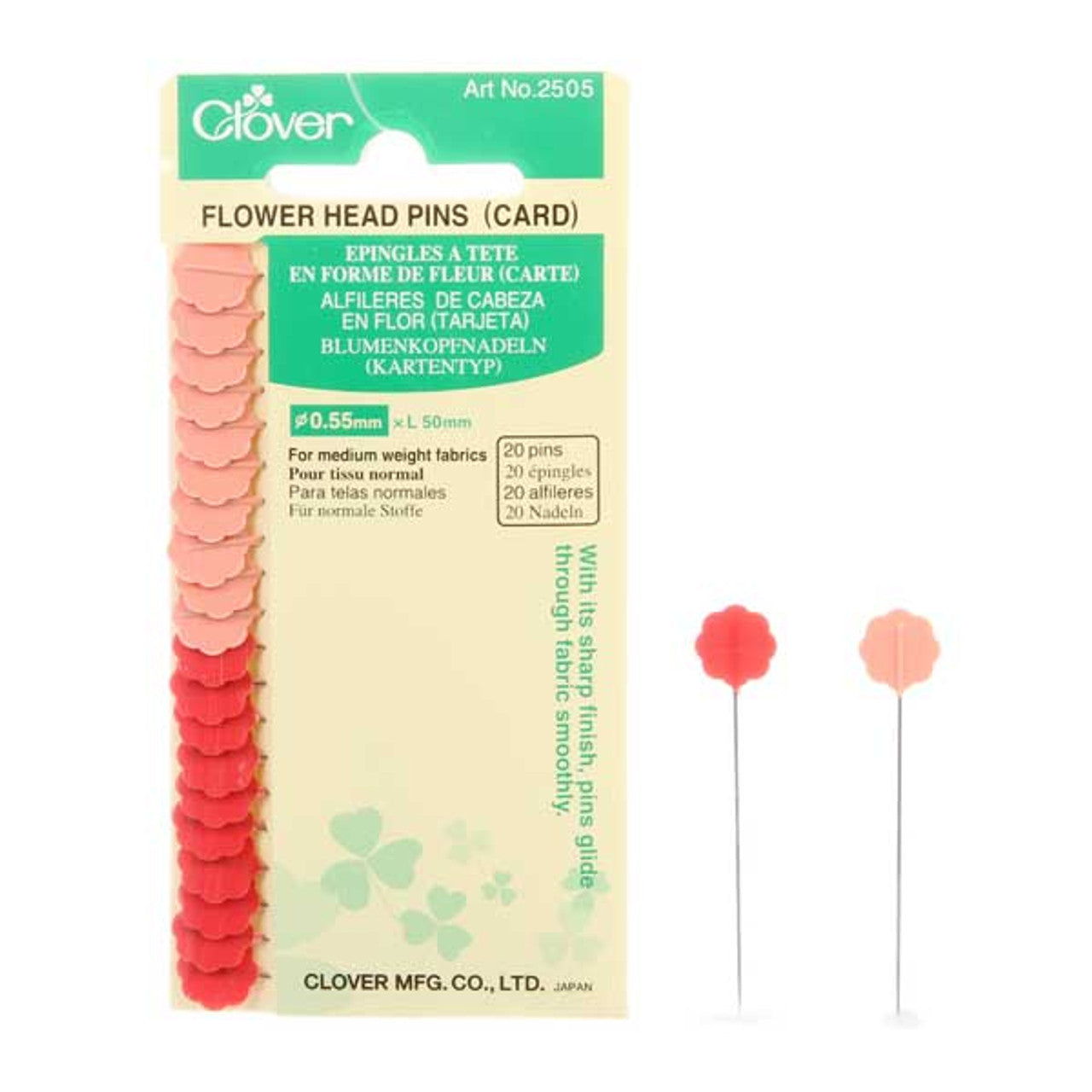 Flower Head Pins - 20ct - pink