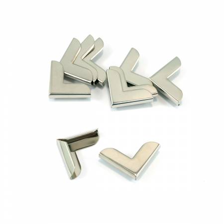 Metal Corners for use on bag, clutch, & wallet flaps or even book covers. Suitable for fabric/leather thickness of 1/8 inch (3mm). 3/4in x 3/4in (20 mm x 20 mm) Bling up your bag or wallet with these corners!