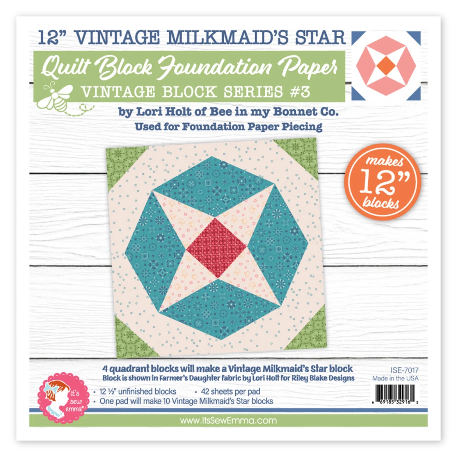 Vintage Milkmaid's Star - Foundation Paper - 12"