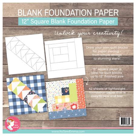 Draw your own quilt blocks for paper piecing, from simple strings to stunning stars! 13” square paper is ideal for quilt blocks up to 12” finished size.
