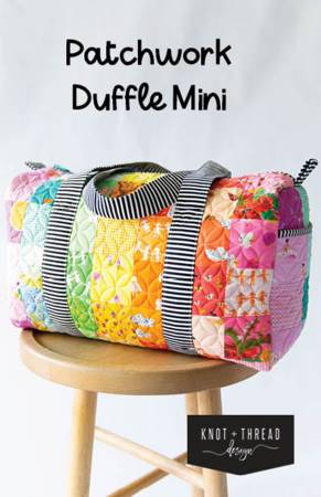 If you liked the wildly popular Patchwork Duffle you'll love to have the mini version of it! This Duffle features a patchwork exterior (or make it with your favorite fabric in a one fabric version) and large spacious opening. Perfect for all your travel needs! Size: 10'' H 17.5''W x 8.5'' D