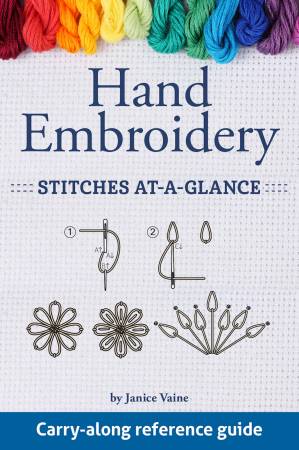 Hand Embroidery - Stitches at-a-glance features complete step-by-step how to for 30 favorite embroidery stitches such as backstitch, blanket/buttonhole stitch, chain stitch, feather stitch, fly stitch, French knot, running stitch, stem stitch and much more. Also, includes dozens of embroidery stitch options to inspire creativity along with tips and techniques. Needle and thread charts for handy reference. Presented in a clear, concise format.