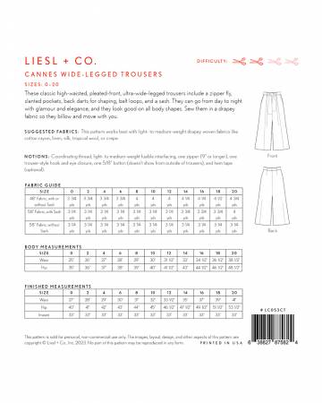 These classic high-waisted, pleated-front, ultra-wide-legged trousers include a zipper fly, slanted pockets, back darts for shaping, belt loops, and a sash. They can go from day to night with glamour and elegance, and they look good on all body shapes. Sew them in a drapey fabric so they billow and move with you.