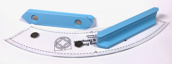 Protect your fingers from rotary blades! Position your fingers behind the ruler handle to keep them safe from rotary cutter accidents. b