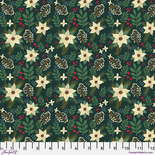 Winter Floral - Christmas Cabin - Green
