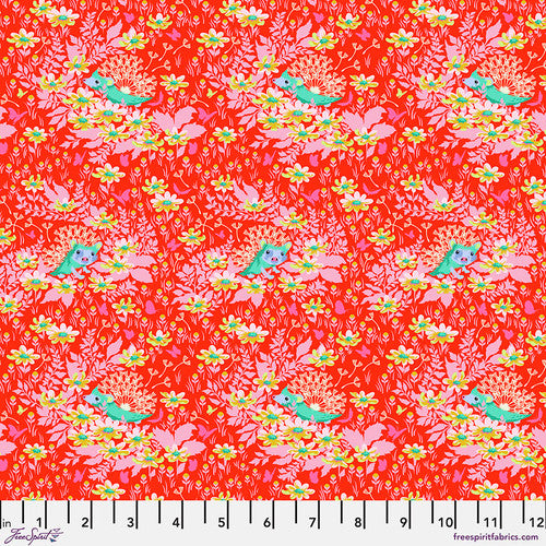 Tiny Beasts collection by Tula Pink for Free Spirit Fabrics. These brilliant and bright fabrics have little animals hidden throughout each one. This "Who's your dandy" fabric has porcupines with dandelion quills!!Bright hot pinks make up the majority of this fabric with bursts of lime green, teal and yellow.  Find the hidden faces!