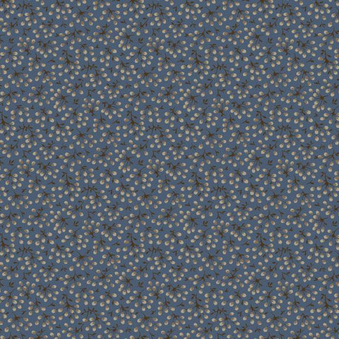 <p><span mce-data-marked="1">This fabric is from Marcus Fabrics and is designed by Pam Buda for the Maple House Collection. This fabric is a denim blue background with small sprigs all over. Details are tan and dark brown.&nbsp;</span></p> <p>&nbsp;</p>