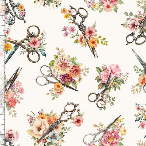 Tossed Floral Scissors - Happy Place