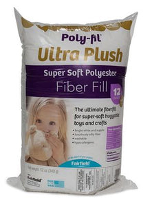 Poly-Fil® Ultra Plush Fiber Fill is made from a blend of siliconized polyester fibers that create a silky, down-like texture. Use in plush animals, pillows, and crafts when you want to create that soft huggable look and texture.
