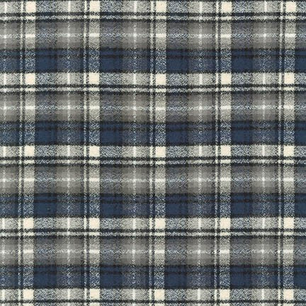 This flannel is navy blue, grey, black and white. This flannel is super soft and would be great for all kinds of sewing projects. 