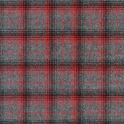 This flannel is red, grey and black. The red is a bright firetruck red. This flannel is super soft and would be great for all kinds of sewing projects. 