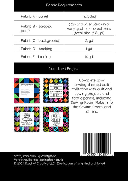 Staci Quilts Patterns with Quote Panel