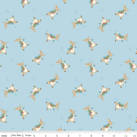 This fabric is from Riley Blake and is covered in little peter rabbits! Solid robin's egg blue background.&nbsp;