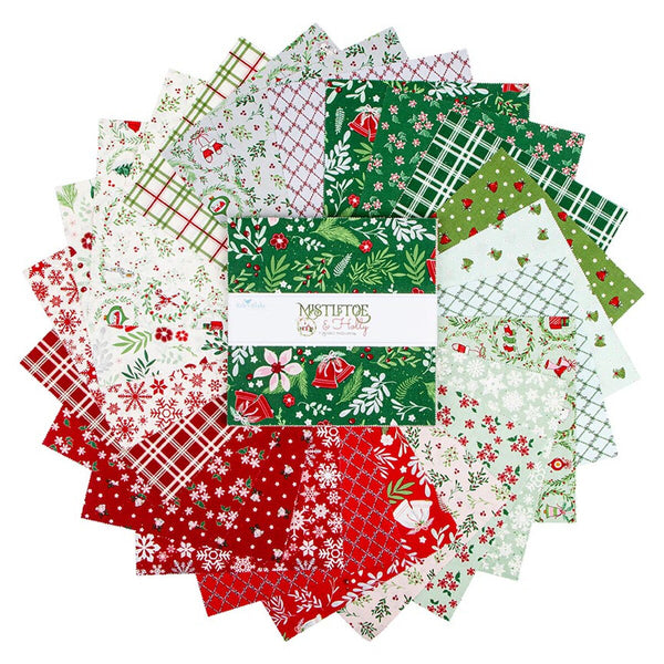 Mistletoe & Holly Charm Pack - 42pcs - 5" Squares