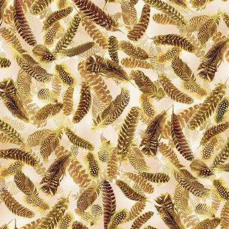 Neutral Gilded Feathers W/Metallic