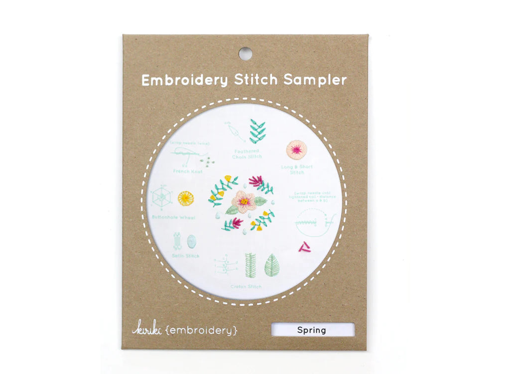 <span>The&nbsp;Spring Embroidery Stitch Sampler is a great introduction to stitches used in Kiriki Press and other embroidery patterns.</span><br>
