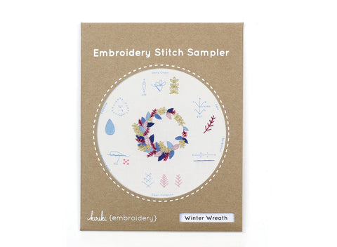 Embroidery Stitch Sampler - Winter Wreath 