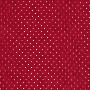 This fabric is a cranberry red with beige dots on top. Great fabric to use as a blender. 100% Cotton, 44/5"